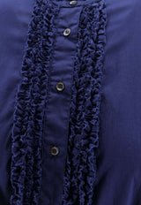 Aspesi Ruffled Yoke Midi Dress Blue 2983L06610092_Blue_54417953
