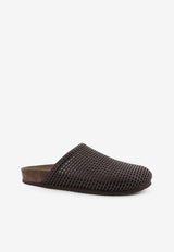 Brunello Cucinelli Crystal Mesh Flat Mules Brown MZSKG3155C8279_DARK BROWN BLACK_40000104