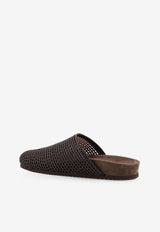 Brunello Cucinelli Crystal Mesh Flat Mules Brown MZSKG3155C8279_DARK BROWN BLACK_40000104