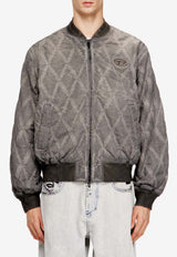 Diesel Argyle Quilted Bomber Jacket Gray A214190IQAX93R_Grey_44131703