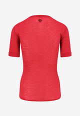 Versace Ribbed Crewneck T-shirt Red 10245061A175481RB30_LipstickRed_57986461