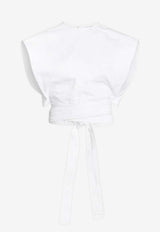 Alaïa Belted Denim Cropped Top White AA9H1482D002C000_White_48013867