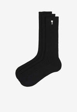 AMI PARIS Ami De Coeur Socks -Set of 3 Black USC611AK0007_012