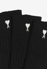 AMI PARIS Ami De Coeur Socks -Set of 3 Black USC611AK0007_012