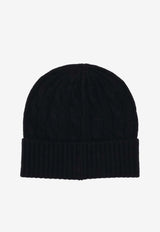 Ralph Lauren Cable Knit Wool Logo Beanie Black 455981442001