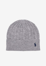Ralph Lauren Cable Knit Wool Beanie Hat Gray 455981442002