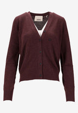 Isabel Marant Carline V-neck Wool-Blend Cardigan Burgundy CA0100FBB1L05I_80BY