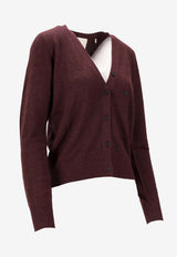 Isabel Marant Carline V-neck Wool-Blend Cardigan Burgundy CA0100FBB1L05I_80BY