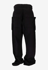 Rick Owens DRKSHDW Stefan Wide-Leg Brushed Cargo Jeans Black DU02E7368CL_09