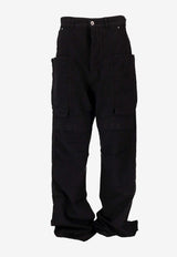 Rick Owens DRKSHDW Stefan Wide-Leg Brushed Cargo Jeans Black DU02E7368CL_09