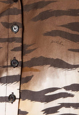 PINKO Cordelia Tiger Print Cropped Shirt Brown 106547A37RZC8_MultiColour_44130517