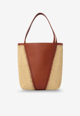 Chloé Spin Raffia and Leather Tote Bag Brown CH26US811R6026M_ClayBrown_41114644