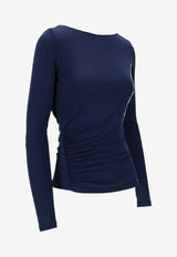 Elisabetta Franchi Boat Neck Open-Back Top Blue MD01352E2_DC8