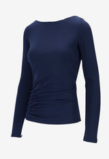 Elisabetta Franchi Boat Neck Open-Back Top Blue MD01352E2_DC8