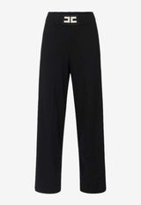 Elisabetta Franchi Straight-Leg Track Pants with Logo Black KP69S56E2_EF3