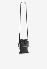 Balenciaga Debossed Logo Nappa Leather Phone Holder Black 8529302ABH61090_BLACK/L WHITE_44824376