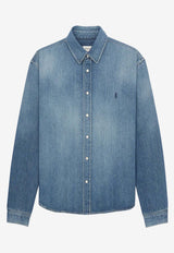 Saint Laurent Cassandre Faded Denim Shirt Blue 862246Y29YA4428_Horizon Blue_44132660