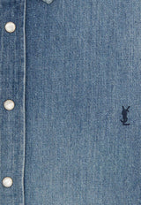 Saint Laurent Cassandre Faded Denim Shirt Blue 862246Y29YA4428_Horizon Blue_44132660