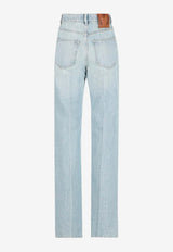 Valentino Chez Logo High-Waist Washed Jeans Blue 8B0DD23LA92FLX_Denim_42176718