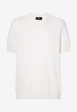 Fendi FF Embroidered Knit T-shirt White FZY443AYYGF0QA0_White_42821665