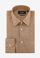 Hugo Boss Long-Sleeved Linen Shirt Beige 50560284264_Mediumbeige_44130093