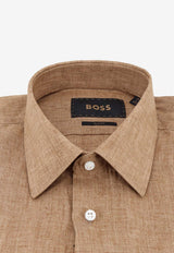 Hugo Boss Long-Sleeved Linen Shirt Beige 50560284264_Mediumbeige_44130093