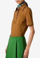 Miu Miu Embroidered-Logo Polo T-shirt Brown MT2204SOOO14OA_F0401