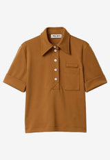 Miu Miu Embroidered-Logo Polo T-shirt Brown MT2204SOOO14OA_F0401