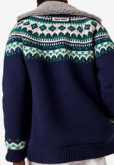 Miu Miu Fairisle Wool Zip-Up Cardigan Navy MMJ154SOOO18SI_F0124
