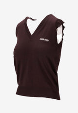 Miu Miu V-neck Wool Knit Vest Brown MMV209SOOO14RH_F0324