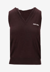 Miu Miu V-neck Wool Knit Vest Brown MMV209SOOO14RH_F0324