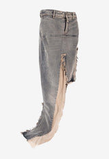Rick Owens Denim Frayed-Panel Skirt Light Blue RO02E4393DW7621_7621
