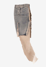 Rick Owens Denim Frayed-Panel Skirt Light Blue RO02E4393DW7621_7621