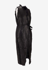 Rick Owens SL Cyclops Shearling Belted Coat Black RO02E4950LSHCR_09