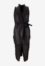 Rick Owens SL Cyclops Shearling Belted Coat Black RO02E4950LSHCR_09