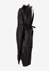 Rick Owens SL Cyclops Shearling Belted Coat Black RO02E4950LSHCR_09