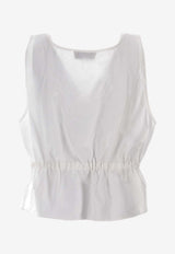Miu Miu Drawstring Logo Cropped Top White MT2165SOOO163M_F0009