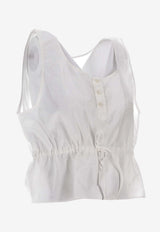 Miu Miu Drawstring Logo Cropped Top White MT2165SOOO163M_F0009