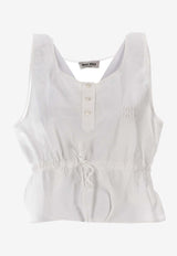 Miu Miu Drawstring Logo Cropped Top White MT2165SOOO163M_F0009