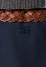 Miu Miu Pleated Knee-Length Skirt Navy MG2675SOOO12I1_F0124