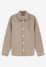 AMI PARIS Embroidered Ami De Coeur Shirt Taupe UJK897DE0126A036_BEIGE TAUPE_48013907