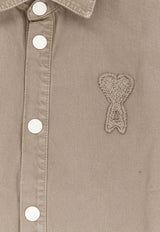 AMI PARIS Embroidered Ami De Coeur Shirt Taupe UJK897DE0126A036_BEIGE TAUPE_48013907