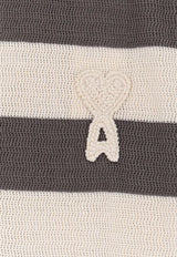 AMI PARIS Embroidered Ami De Stripe Shirt Beige HKC390KN0153A152_BLANC CREME/CARBONE_48013896