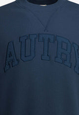 Autry Logo Embroidered Jersey Knit Sweatshirt Blue SWPX036R_b75daa46-d69f-4f5f-819f-bb368881f47d