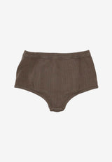 Miu Miu Ribbed Knit Boxer Shorts Khaki SP9445SOOO1464_F0161