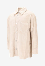 AMI PARIS Corduroy Side-Slit Overshirt White USH793CO0131_185