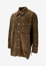 AMI PARIS Corduroy Side-Slit Overshirt Brown USH793CO0131_298