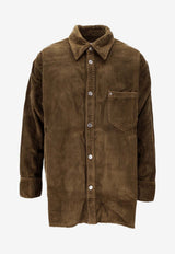 AMI PARIS Corduroy Side-Slit Overshirt Brown USH793CO0131_298