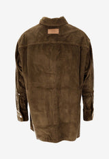 AMI PARIS Corduroy Side-Slit Overshirt Brown USH793CO0131_298