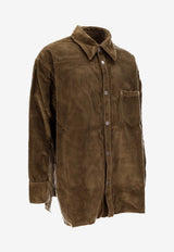AMI PARIS Corduroy Side-Slit Overshirt Brown USH793CO0131_298